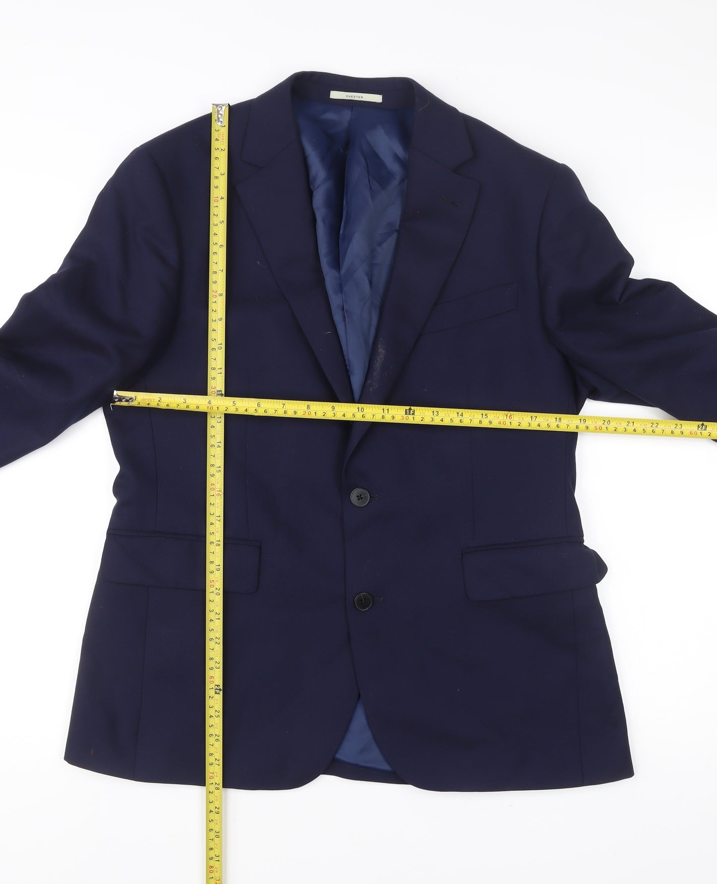 Chester Barrie Men’s Blue 40R Wool Single-Breasted Blazer Jacket