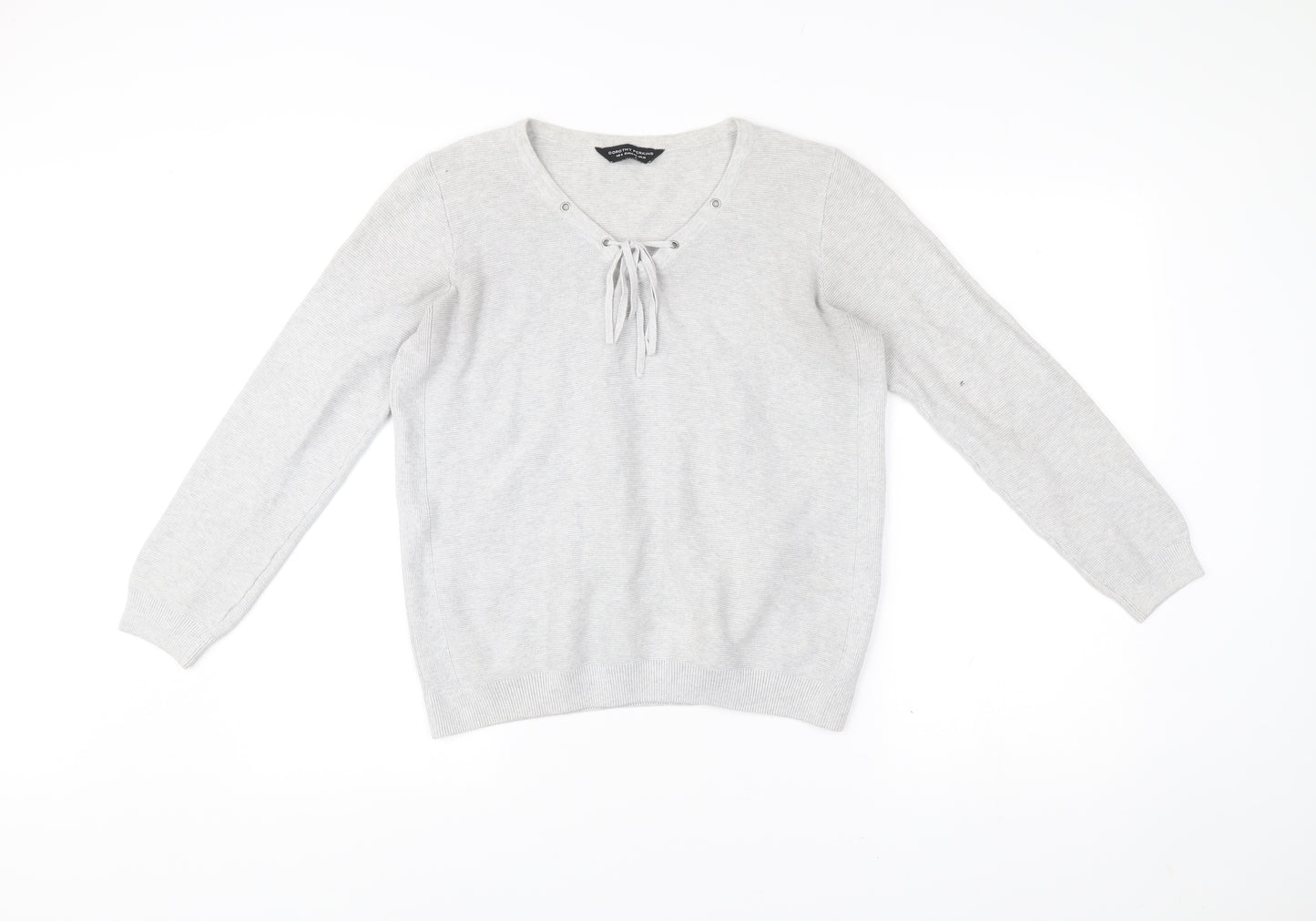 Dorothy Perkins Women’s Grey V-Neck Cotton Jumper Size 12