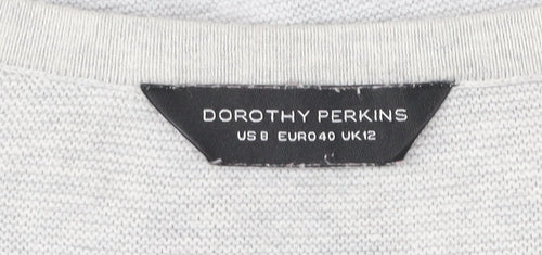 Dorothy Perkins Women’s Grey V-Neck Cotton Jumper Size 12