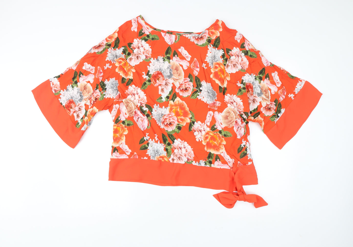 Dorothy Perkins Women’s Multicoloured Floral Kimono Blouse 3/4 Sleeve UK 16