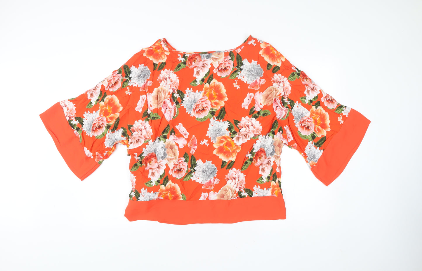 Dorothy Perkins Women’s Multicoloured Floral Kimono Blouse 3/4 Sleeve UK 16