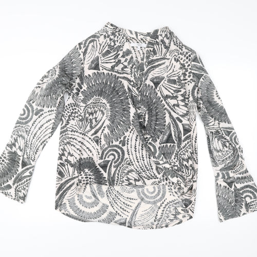 Next Women’s Black White Floral Tunic Blouse Size 16 Long Sleeve