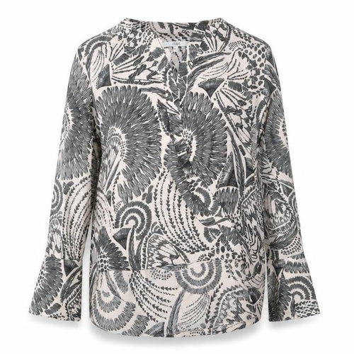 Next Women’s Black White Floral Tunic Blouse Size 16 Long Sleeve