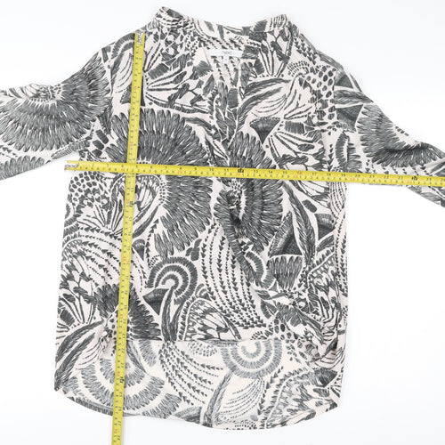 Next Women’s Black White Floral Tunic Blouse Size 16 Long Sleeve