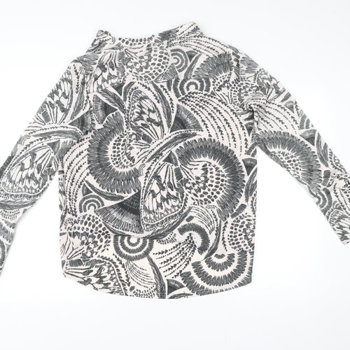 Next Women’s Black White Floral Tunic Blouse Size 16 Long Sleeve