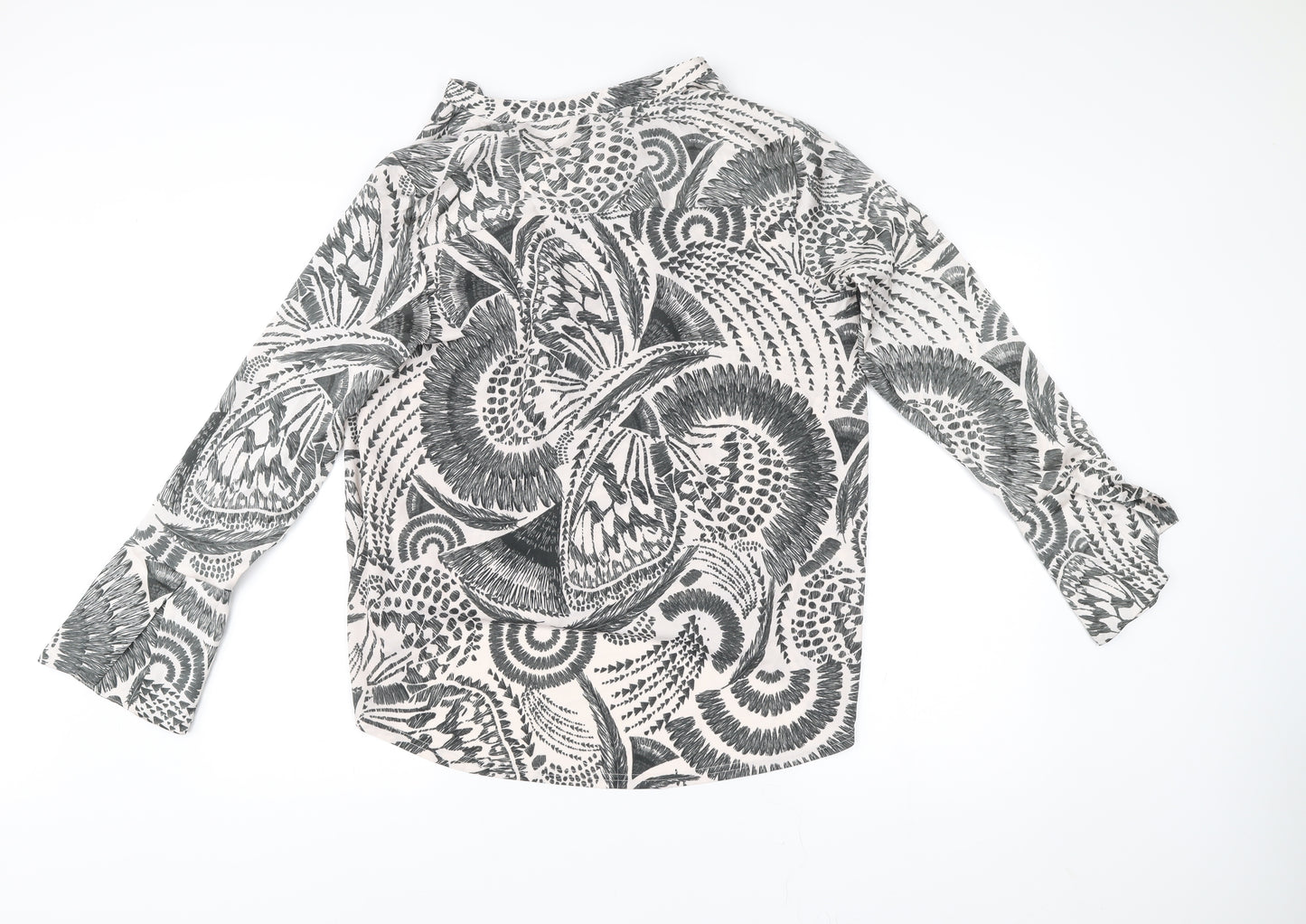 Next Women’s Black White Floral Tunic Blouse Size 16 Long Sleeve