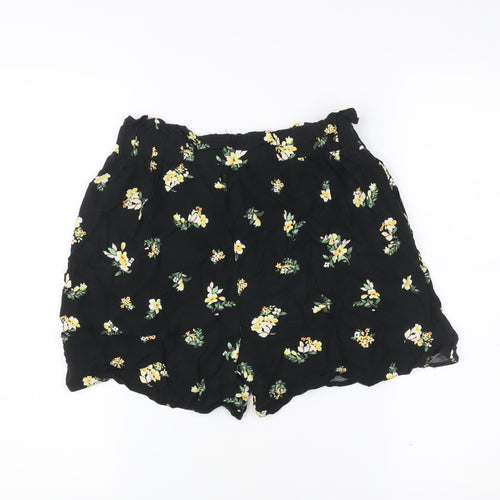 Dorothy Perkins Womens Black Floral Paperbag Shorts UK 10
