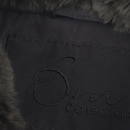 Bm Collection Womens Brown Faux Fur Trim Hooded Parka Coat Size S
