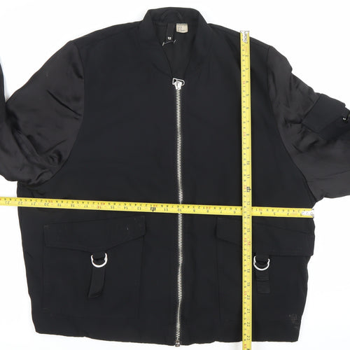 H&M Divided Womens Black Bomber Jacket Size 12 Polyester Casual