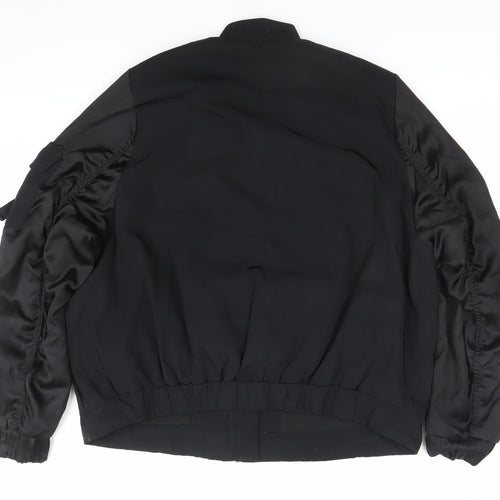 H&M Divided Womens Black Bomber Jacket Size 12 Polyester Casual