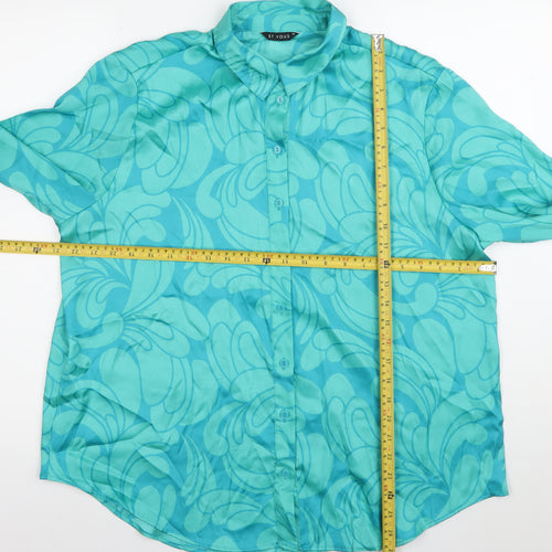 Et Vous Womens Blue Button-Up Shirt Size 12 Long Sleeve Polyester