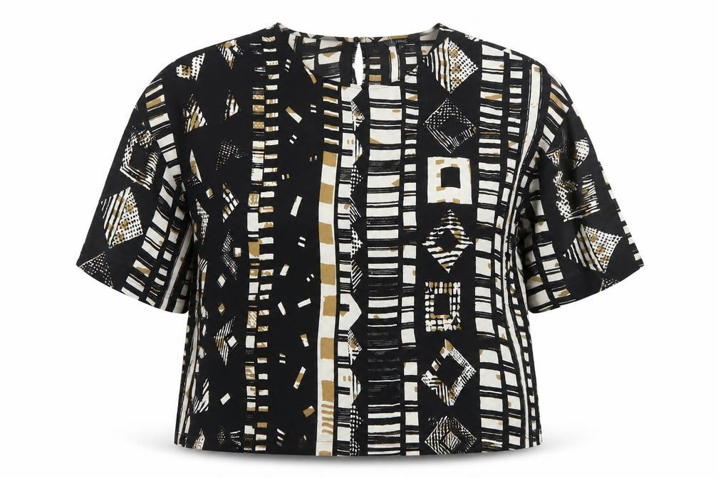 Front view of Next Women’s Multicoloured Geometric Tunic Blouse, size UK 14