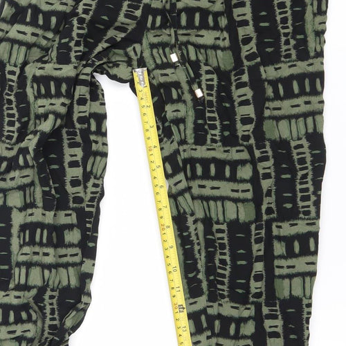 New Look Women’s Green Geometric Harem Trousers Size 8 Viscose
