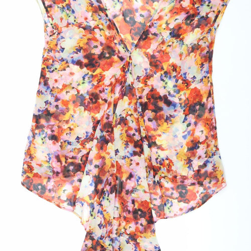 Topshop Womens Multicoloured Floral Chiffon Blouse Size 6