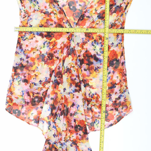 Topshop Womens Multicoloured Floral Chiffon Blouse Size 6