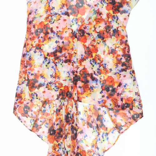 Topshop Womens Multicoloured Floral Chiffon Blouse Size 6