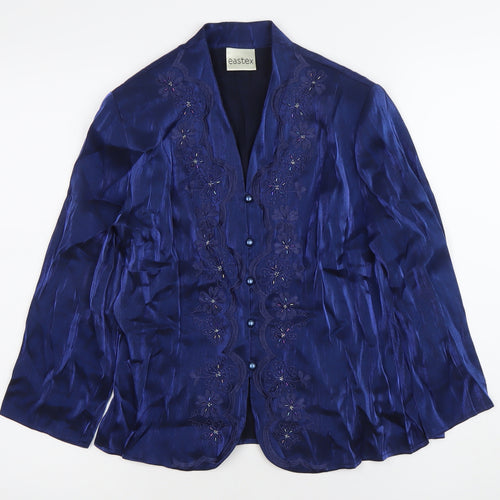 Eastex Women’s Blue Size 10 Floral Shawl Collar Suit Jacket