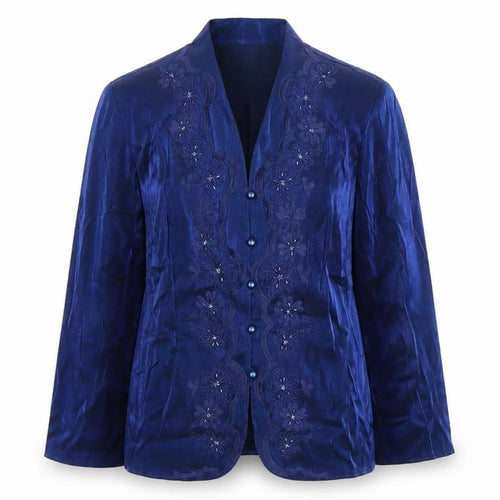 Eastex Women’s Blue Size 10 Floral Shawl Collar Suit Jacket