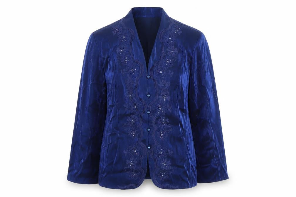 Eastex Women’s Blue Size 10 Floral Shawl Collar Suit Jacket