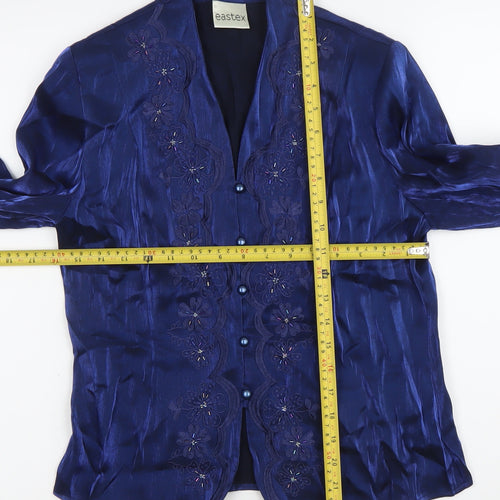 Eastex Women’s Blue Size 10 Floral Shawl Collar Suit Jacket
