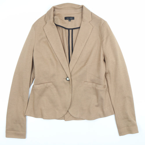 New Look Women Beige Blazer Jacket UK 12 Single Breasted Workwear