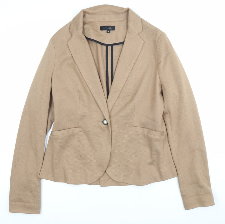 New Look Women Beige Blazer Jacket UK 12 Single Breasted Workwear