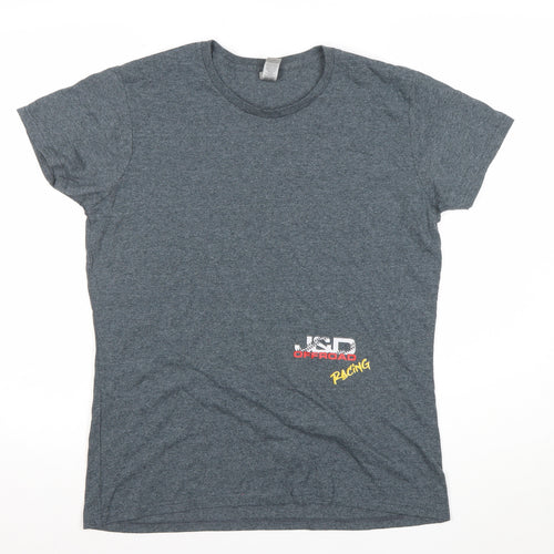 Gildan Men’s Grey Racing Graphic T-Shirt Size L Short Sleeve Crew Neck