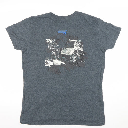 Gildan Men’s Grey Racing Graphic T-Shirt Size L Short Sleeve Crew Neck