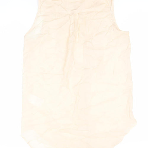 H&M Women’s Beige Sleeveless Cotton Blouse Size 6 Pleated Tunic