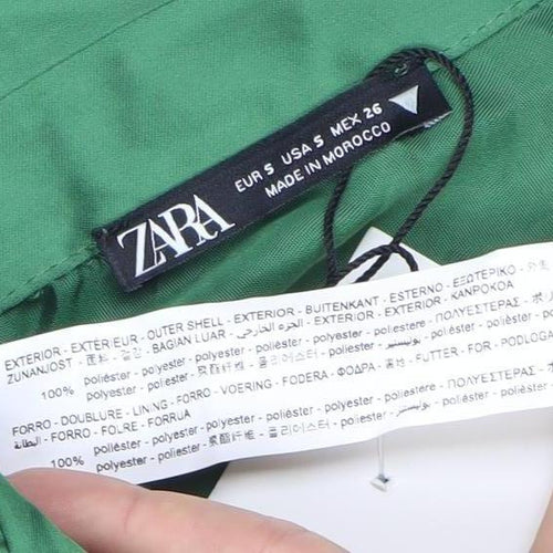Zara Women’s Green Satin Wrap Mini Dress Size 8 Long Sleeve Party