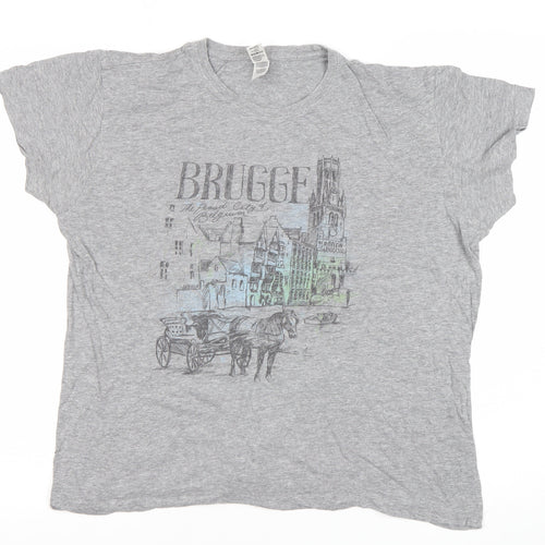 Roly Women’s Grey Brugge Graphic Travel T-Shirt Size L