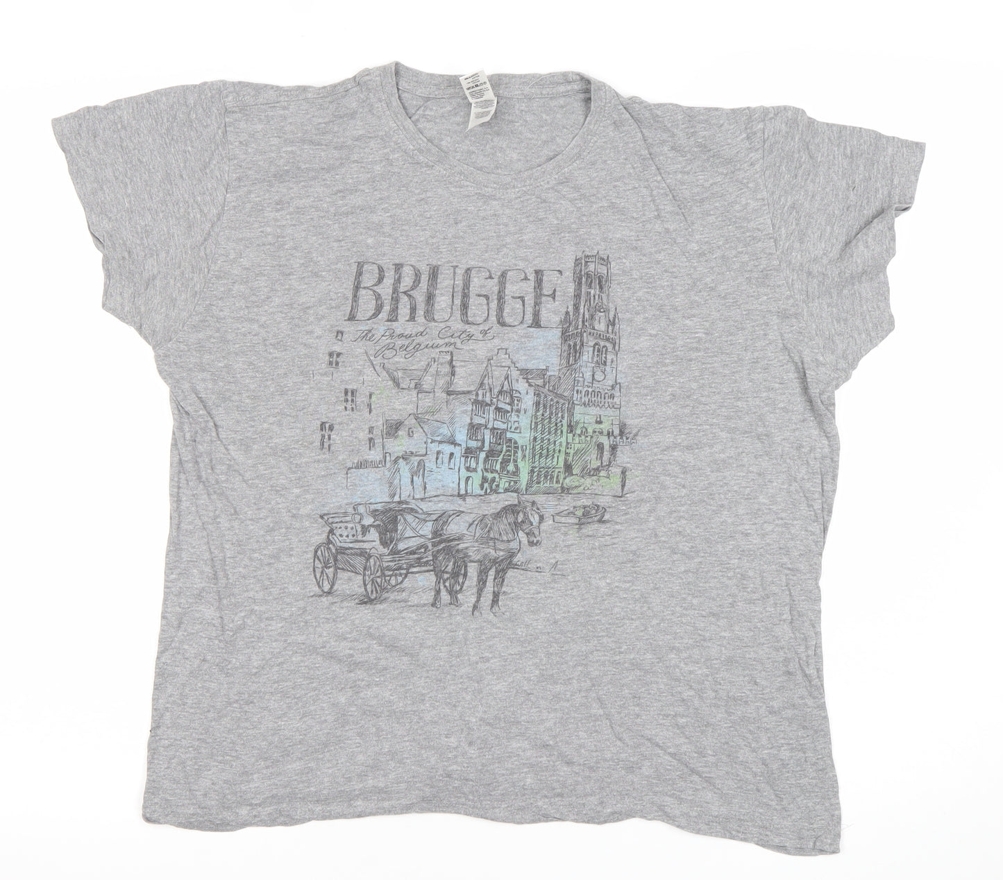 Roly Women’s Grey Brugge Graphic Travel T-Shirt Size L