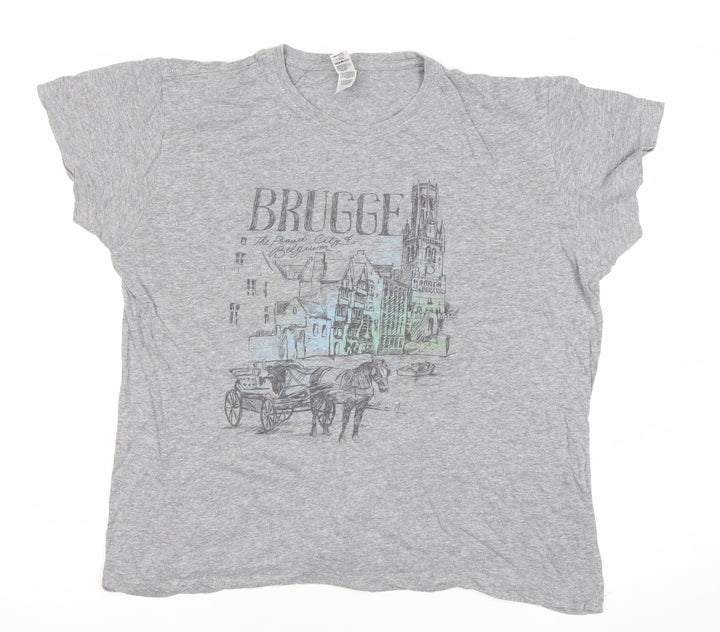 Roly Women’s Grey Brugge Graphic Travel T-Shirt Size L