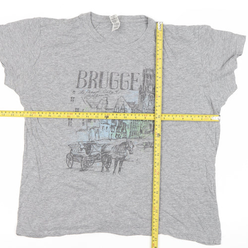 Roly Women’s Grey Brugge Graphic Travel T-Shirt Size L