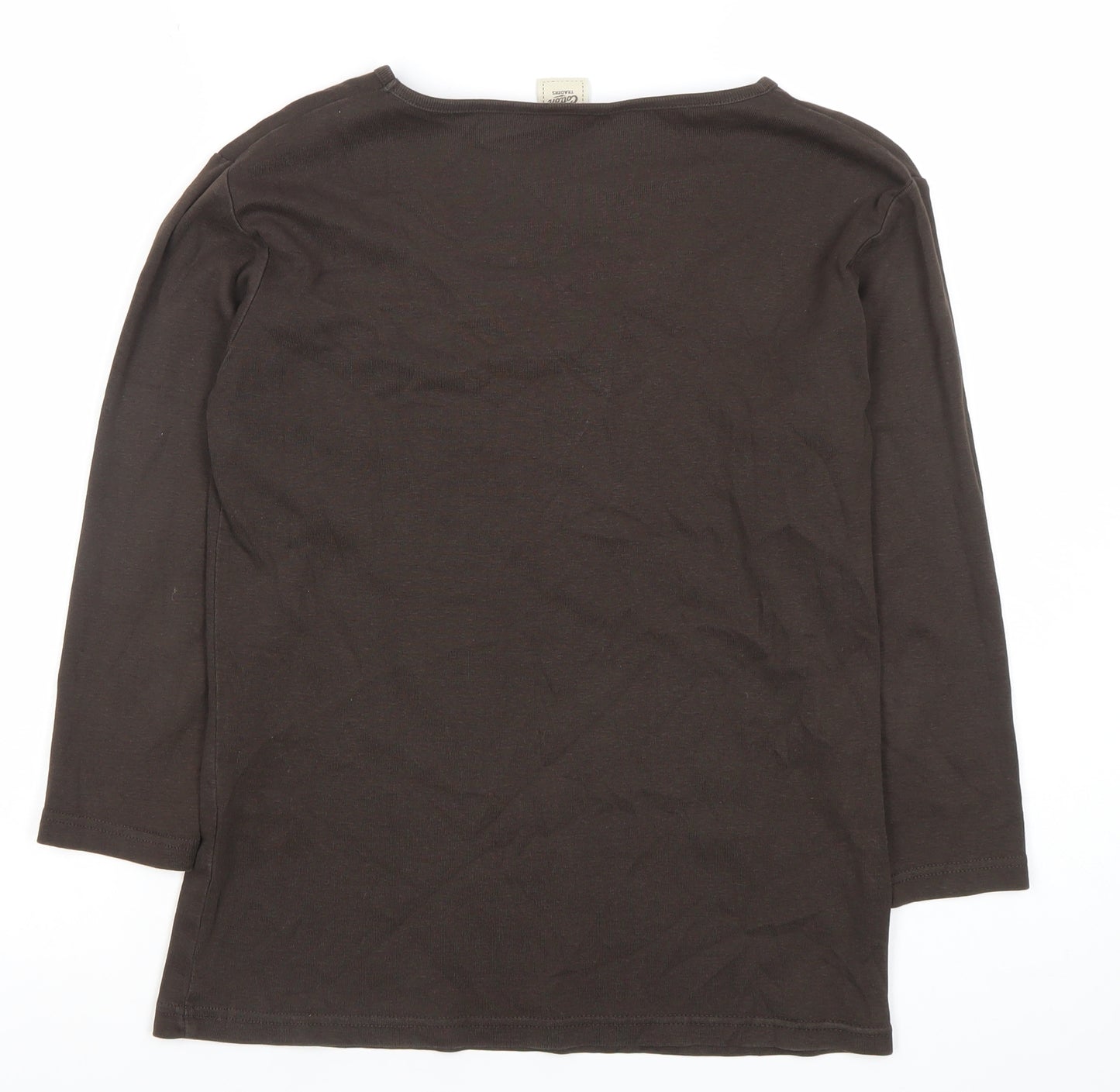 Cotton Traders Womens Brown V-Neck 3/4 Sleeve T-Shirt Size 12