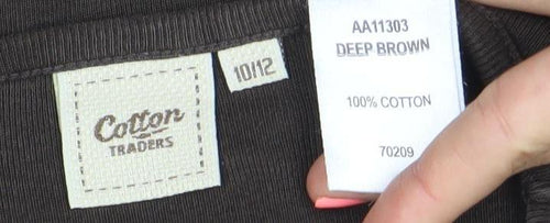 Cotton Traders Womens Brown V-Neck 3/4 Sleeve T-Shirt Size 12
