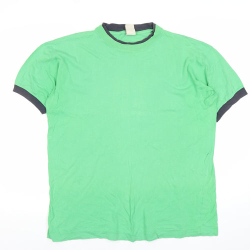 Oldline Men’s Green Cotton Crew Neck Short Sleeve T-Shirt L