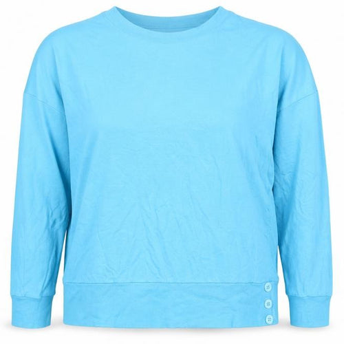 Country Casuals Women Blue Cotton Crew Neck Long Sleeve T-Shirt Size 10
