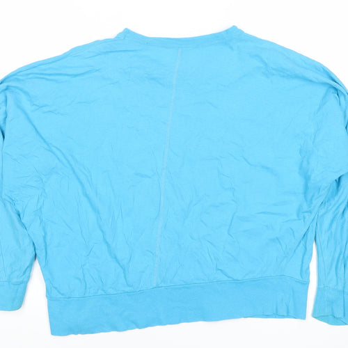 Country Casuals Women Blue Cotton Crew Neck Long Sleeve T-Shirt Size 10