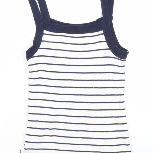 Marks and Spencer Women’s White Striped Tank Top Size 10-12 Cotton
