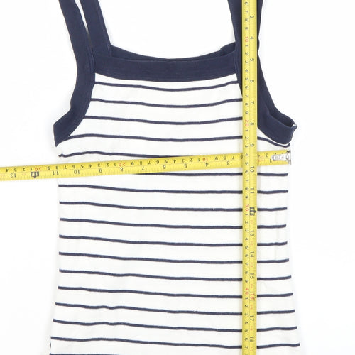 Marks and Spencer Women’s White Striped Tank Top Size 10-12 Cotton
