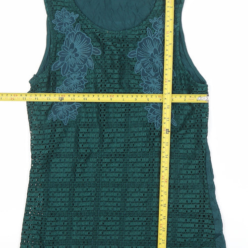Dorothy Perkins Women’s Green Sleeveless Crochet Floral Tank Top Size 10