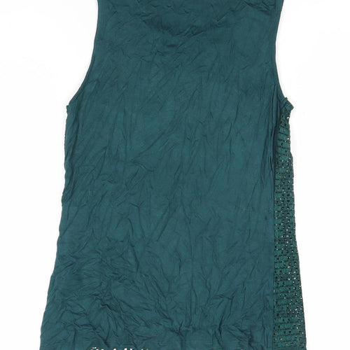 Dorothy Perkins Women’s Green Sleeveless Crochet Floral Tank Top Size 10