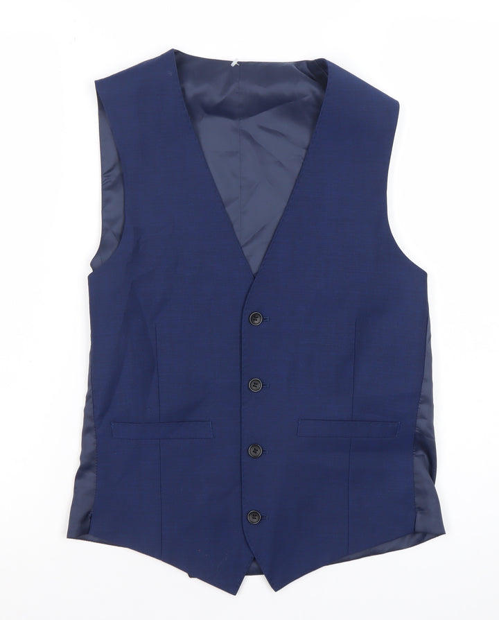 Moss 1851 Men’s Blue 36R Regular Fit Wool Blend Waistcoat