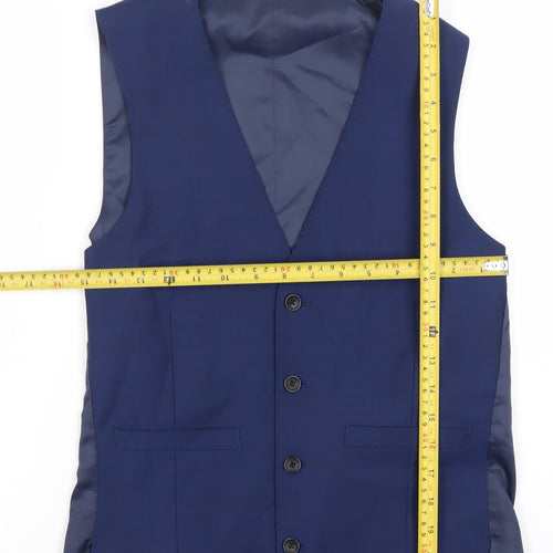 Moss 1851 Men’s Blue 36R Regular Fit Wool Blend Waistcoat