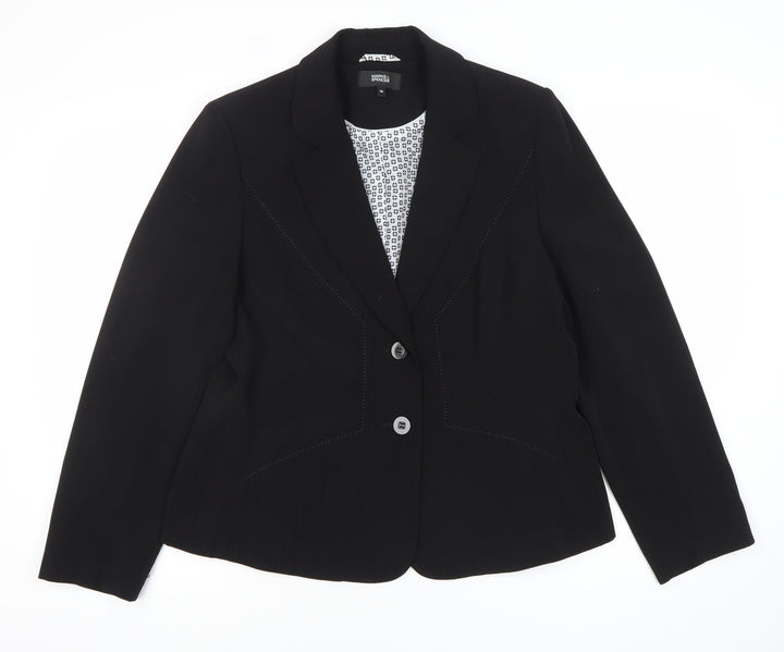 Marks and Spencer Women Black Size 16 Regular Fit Blazer Jacket