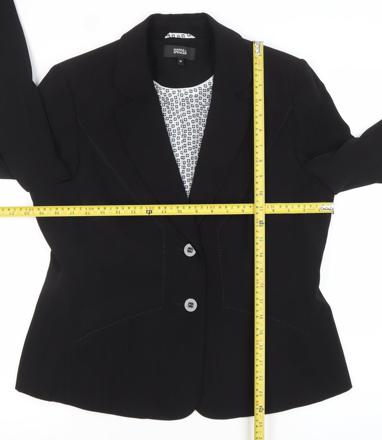 Marks and Spencer Women Black Size 16 Regular Fit Blazer Jacket