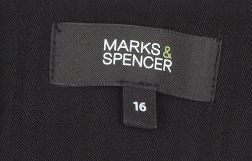 Marks and Spencer Women Black Size 16 Regular Fit Blazer Jacket