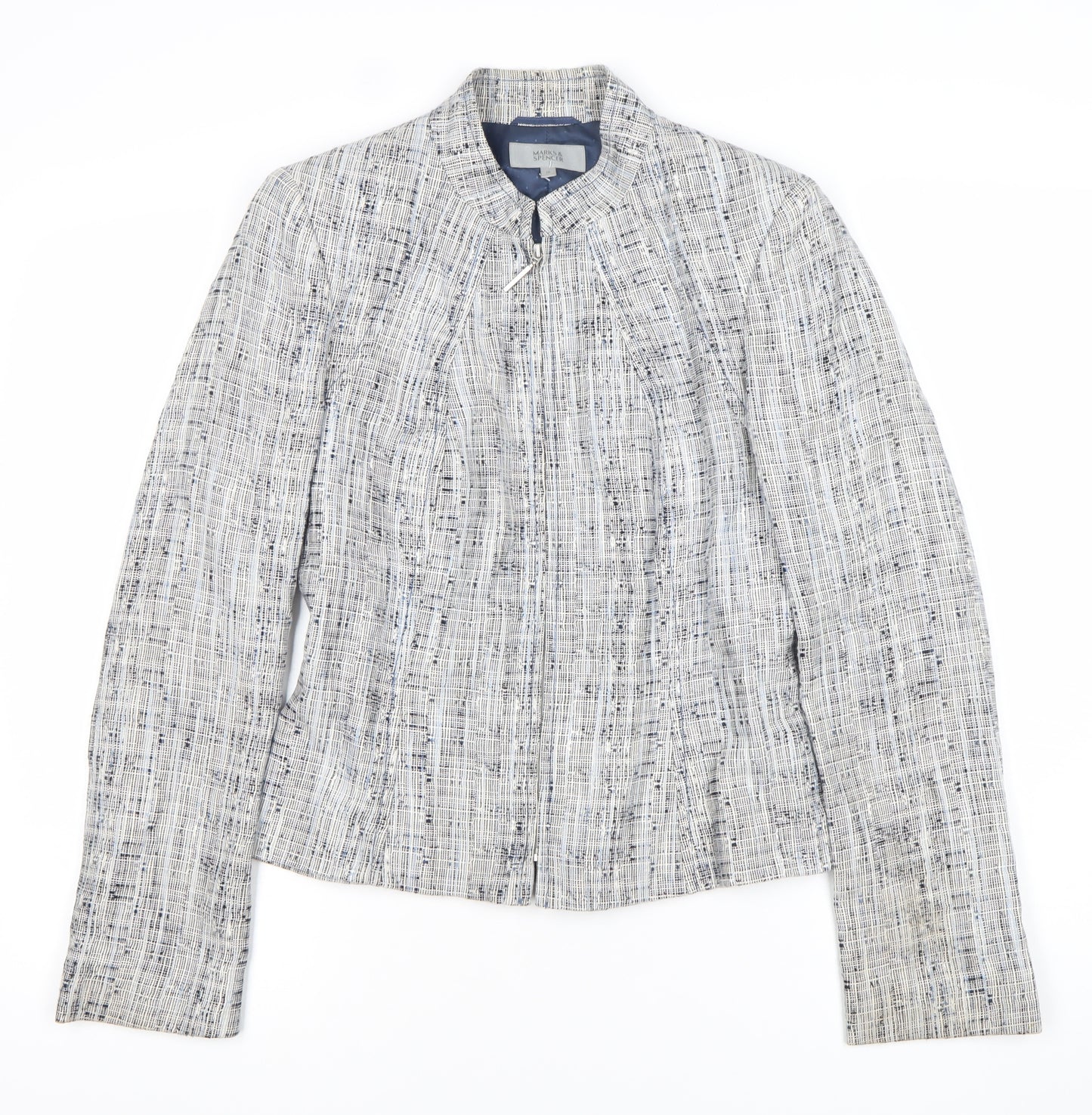 Marks and Spencer Women Grey Bouclé Blazer Jacket Size 10