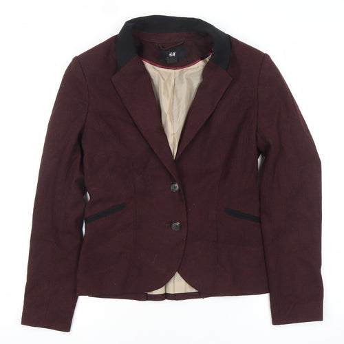 H&M Womens Red Slim Fit Blazer Jacket Size 10 Workwear Business